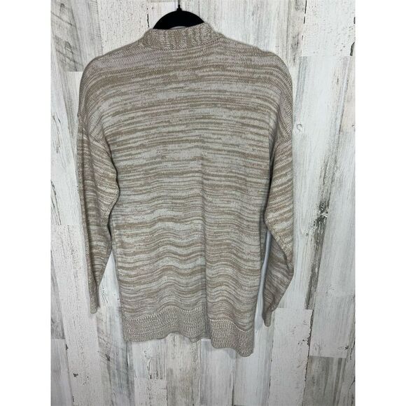 Women's Tan and White Cardigan Sweater M V-Neck Button-Up Long Sleeve Forever 21 - Picture 6 of 6